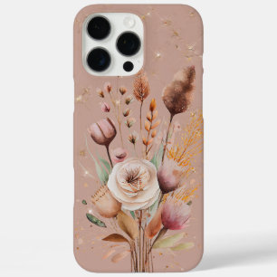 Blush Boho Floral Gold Sparkle iPhone 16 Pro Max Hoesje