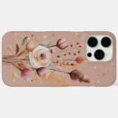 Blush Boho Floral Gold Sparkle Case-Mate iPhone Case (Achterkant (horizontaal))