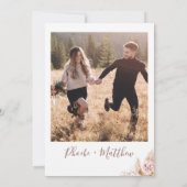 Blush Boho Floral Pampas Grass Wedding Invitation Kaart (Achterkant)