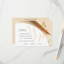 Blush Boho Floral Rozen Waterverf Budget RSVP Kaartje