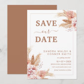 Blush Boho Floral Save The Date Kaart (Voorkant / Achterkant)