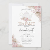 Blush Boho Floral Tea Party Vrijgezellenfeest Kaart (Voorkant)