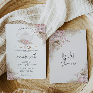 Blush Boho Floral Tea Party Vrijgezellenfeest Kaart