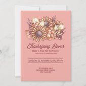 Blush Boho floral Thanksgiving Diner Kaart (Voorkant)
