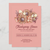 Blush Boho floral Thanksgiving Diner Kaart (Voorkant / Achterkant)