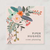 Blush | Boho Floral Vierkante Visitekaartje (Voorkant)