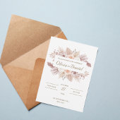 Blush Boho Floral Wedding Invitation Kaart