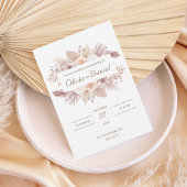 Blush Boho Floral Wedding Invitation Kaart