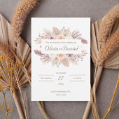 Blush Boho Floral Wedding Invitation Kaart