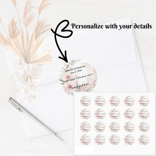 Blush Boho Floral Wedding Ronde Sticker