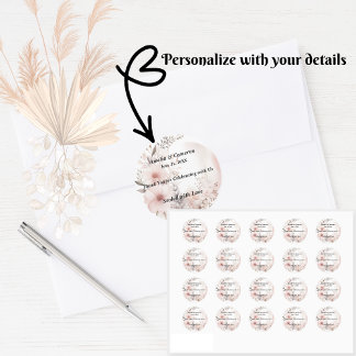 Blush Boho Floral Wedding Ronde Sticker