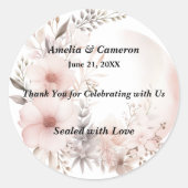 Blush Boho Floral Wedding Ronde Sticker (Voorkant)