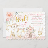 Blush Boho Floral Woodland Virtual Baby shower Kaart (Voorkant)
