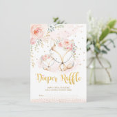 Blush Boho Flowers Baby Fox Diaper Raffle Informatiekaartje (Staand voorkant)