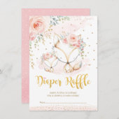 Blush Boho Flowers Baby Fox Diaper Raffle Informatiekaartje (Voorkant / Achterkant)