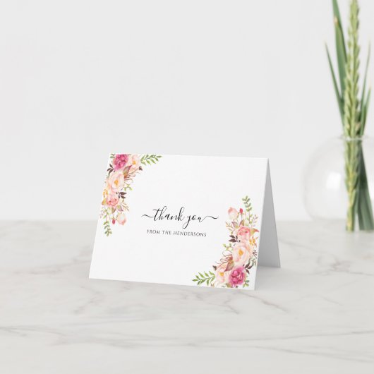 Blush Boho Funeral Memorial Wedding Shower Folded Bedankkaart (Voorkant)