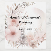 Blush Boho Gedroogde Bloemen Custom Wedding Wijn Etiket (Enkel label)