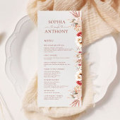 Blush Boho Pampas Floral Dubbelzijdig Trouwmenu Menu