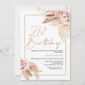 Blush Boho Pampas Grass 21st Birthday Kaart (Voorkant)