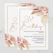 Blush Boho Pampas Grass 21st Birthday Kaart (Voorkant / Achterkant)