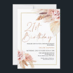 Blush Boho Pampas Grass 21st Birthday Kaart<br><div class="desc">Blush Boho Pampas Grass 21st Birthday Invitation Bohemian inspireerde verjaardagsuitnodiging met twee aardekleurige en bleke roze florale arrangementen met pamapgras en een modern kalligrafie-afbeelding als kopje in een faux roos gouden textuur. Ideaal voor iedereen die op zoek is naar een bohemen-geïnspireerde verjaardagsuitnodiging.</div>