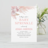 Blush Boho Pampas Grass Baby Sprinkle Invitation Kaart (Staand voorkant)