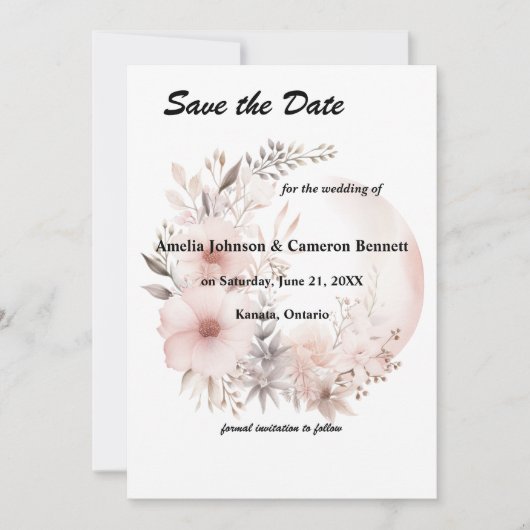 Blush Boho Pampas Grass Save the Date Kaart (Voorkant)