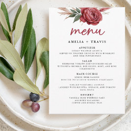 Blush Boho Pampas Grass Wedding Menu Kaart