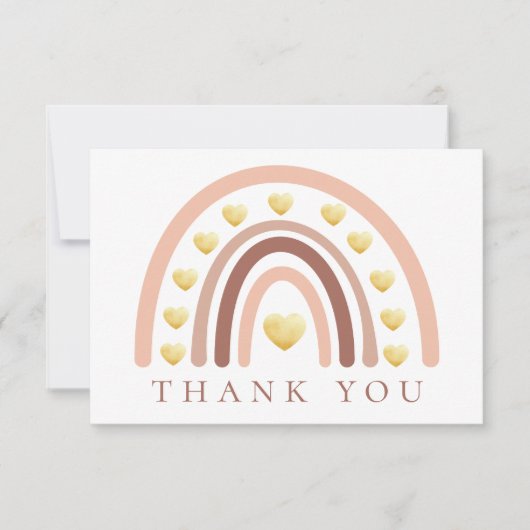 Blush Boho Rainbow Baby shower Bedankkaart (Voorkant)