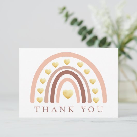 Blush Boho Rainbow Baby shower Bedankkaart (Staand voorkant)