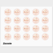 Blush Boho Retro Daisy Oh Baby shower Ronde Sticker (Vel)