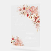 Blush Boho Terracotta Bloemen Acryl Trouwbord Acryl Bord (Hoek)