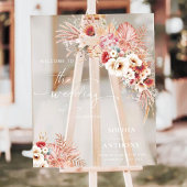 Blush Boho Terracotta Bloemen Acryl Trouwbord Acryl Bord