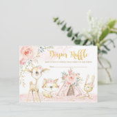 Blush Boho Tribal Woodland Diaper Raffle Informatiekaartje (Staand voorkant)