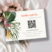 Blush Boho Tropische Bloemen Bruiloft QR Code RSVP Informatiekaartje