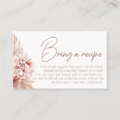 Blush Boho Vrijgezellenfeest Recept Kaart Aanvraag Visitekaartje (Voorkant)