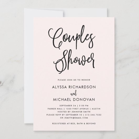 Blush Boho-Waterverf | Douche voor koppels Kaart (Voorkant)