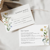 Blush Boho Wildflower Elegante bruiloft RSVP-kaart RSVP Kaartje