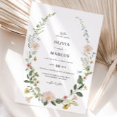 Blush Boho Wildflower Elegante bruiloft uitnodigin Kaart