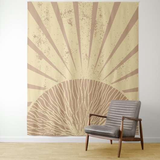 Blush Boho Zonsondergang Slaapkamer Decoratie Wandkleed (In situ)