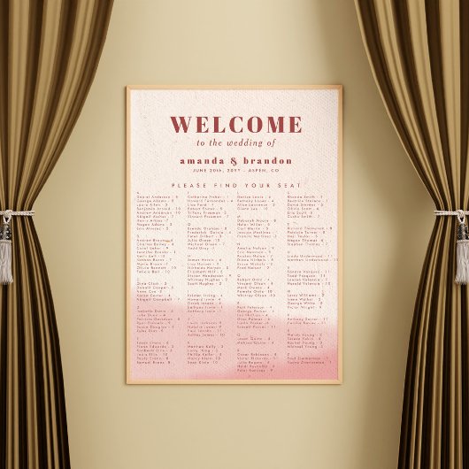 Blush & Bold Alfabetische bruiloft Zitting Grafiek Poster