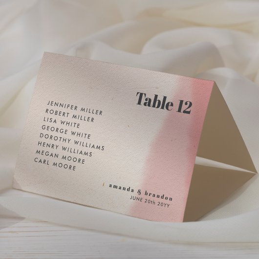 Blush & Bold Script Wedding Guest Names Place Card Kaart