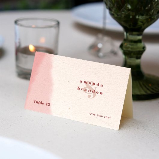 Blush & Bold Script Wedding Guest Names Place Card Kaart