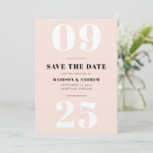 Blush Bold Typografie Save the Date (Staand voorkant)