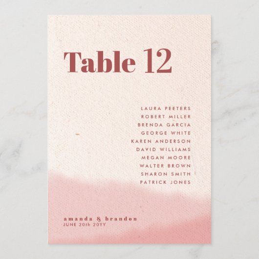 Blush & Bold Wedding Gastennamen 5x7 Tafelnummer (Achterkant)