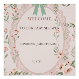 Blush Boog Coquette Baby Shower Welkom Bord Perfect Poster