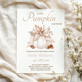 Blush Boog Elegante Herfst Kleine Pompoen Baby Sho Kaart