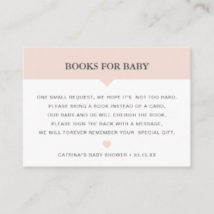 Blush Book Request Baby shower Insert Kaart