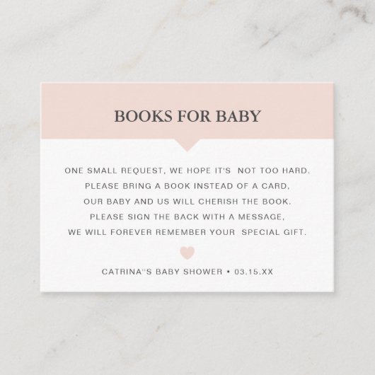 Blush Book Request Baby shower Insert Kaart (Voorkant)