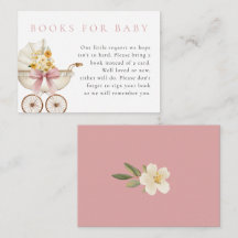 Blush Books for Baby Card Vintage Pram Baby Shower